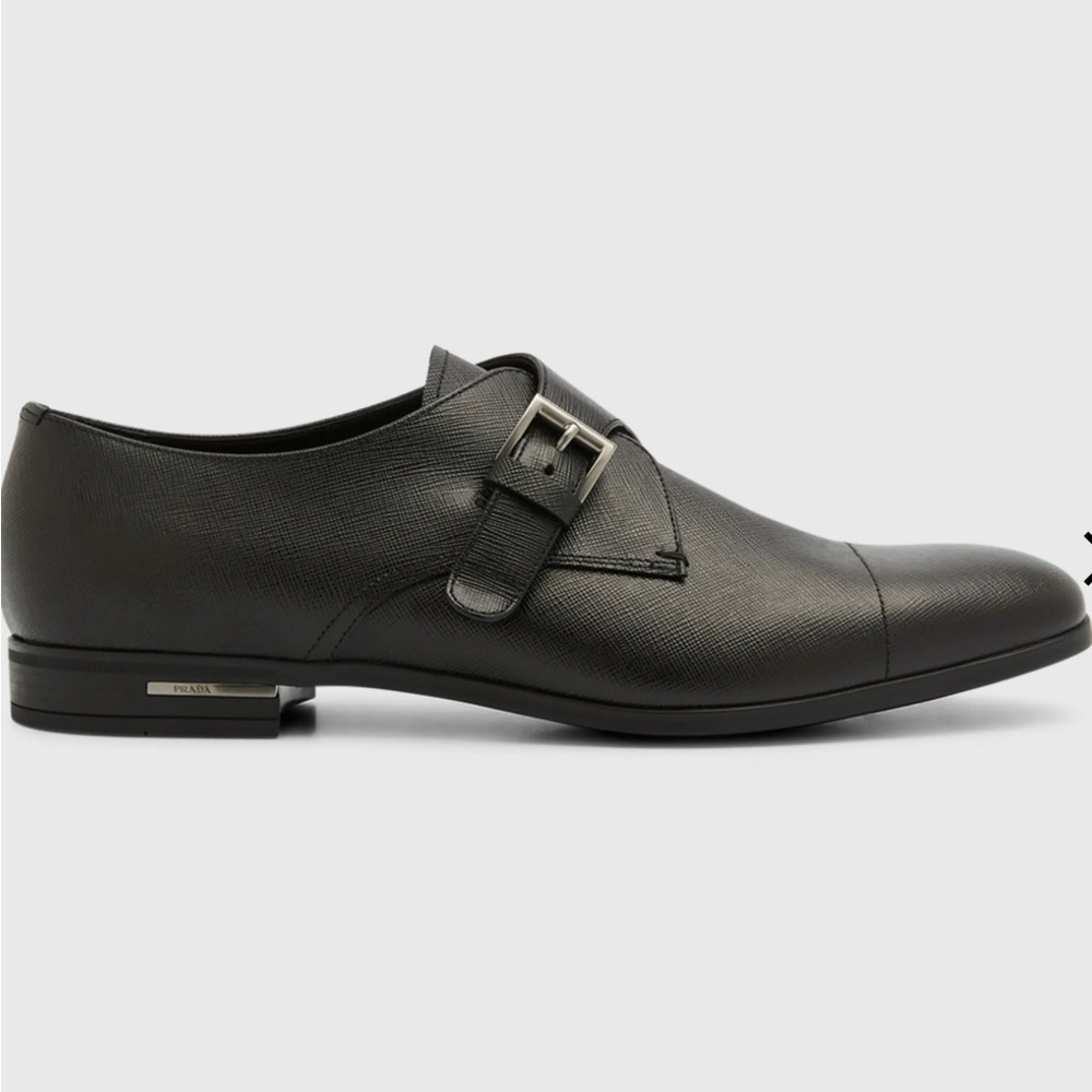 Prada Men's Black Saffiano Leather Monk Strap Loafers - Picture 2 of 14